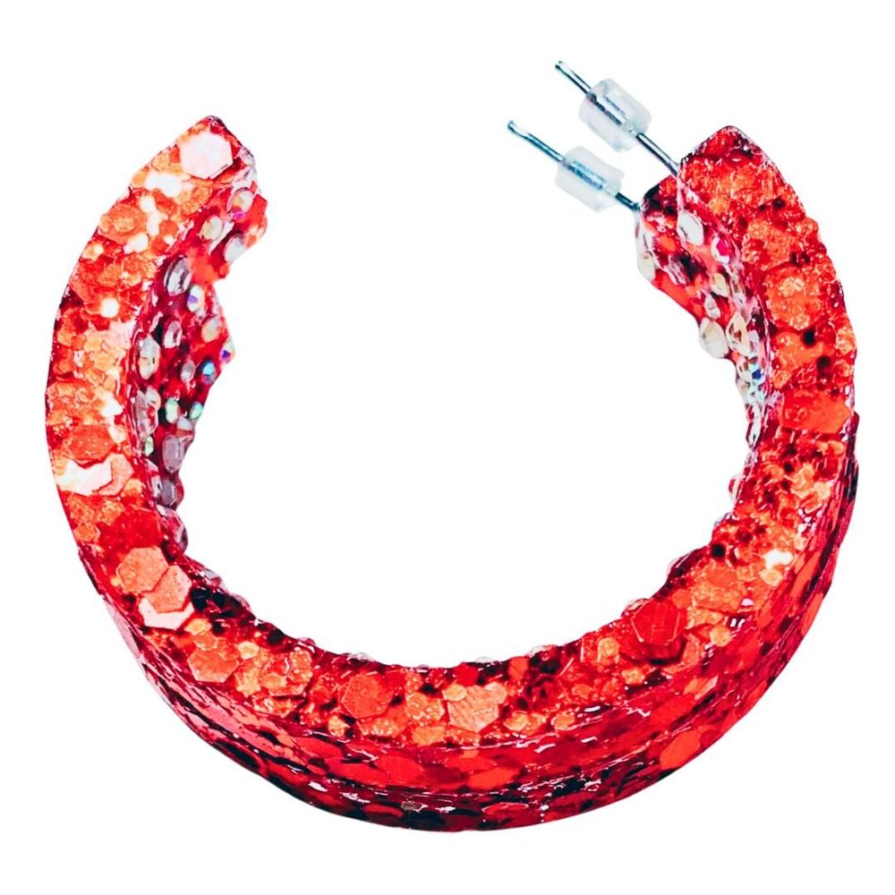 Red Hoop Earrings